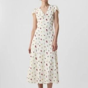 Gap x Doen Floral Print Cream Dress Sz16